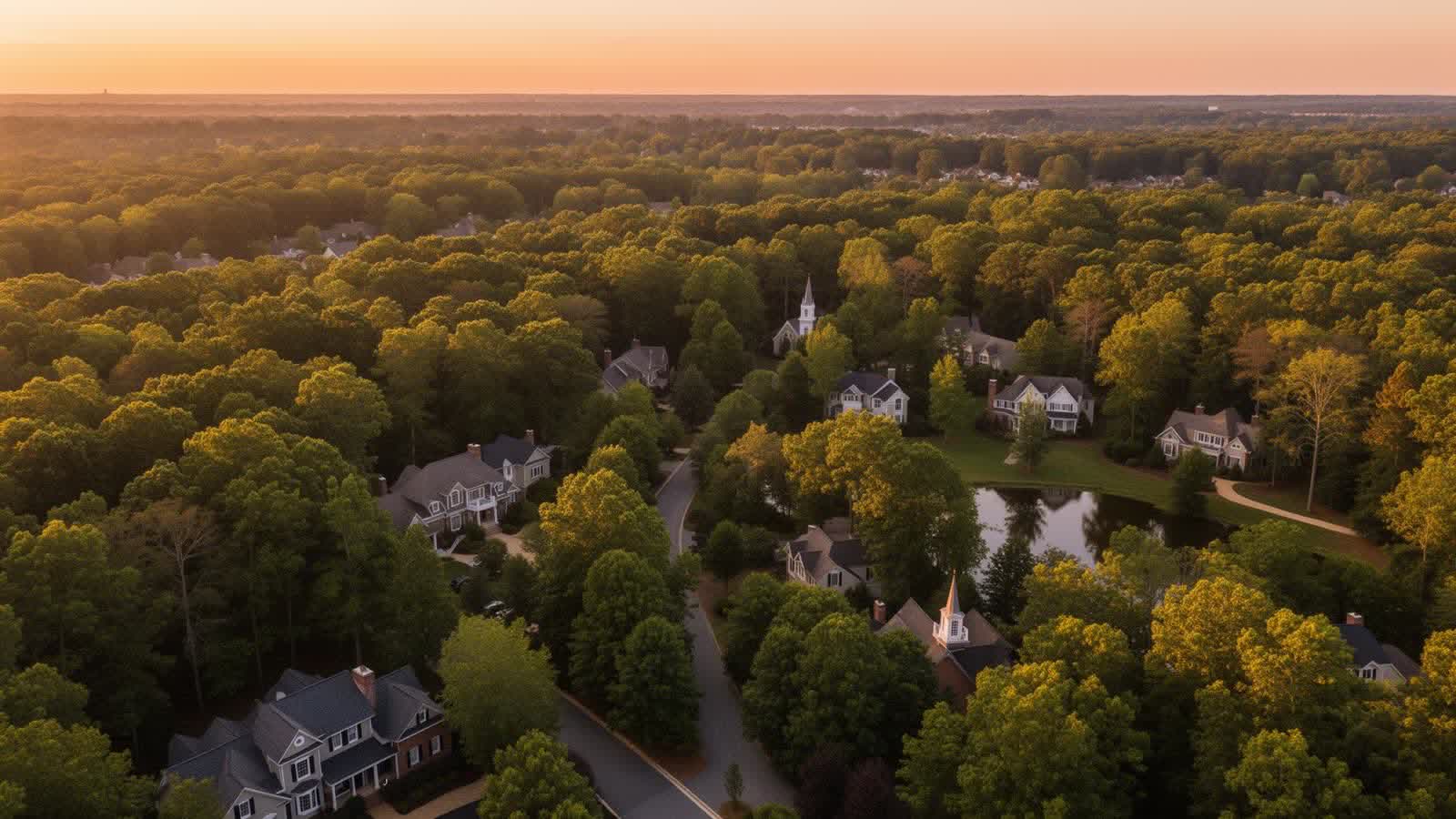 Aerial view of Marvin, North Carolina